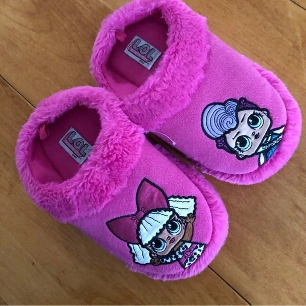 LOL Surprise Girls Pink Plush Slippers Diva Miss Punk Size 2-3